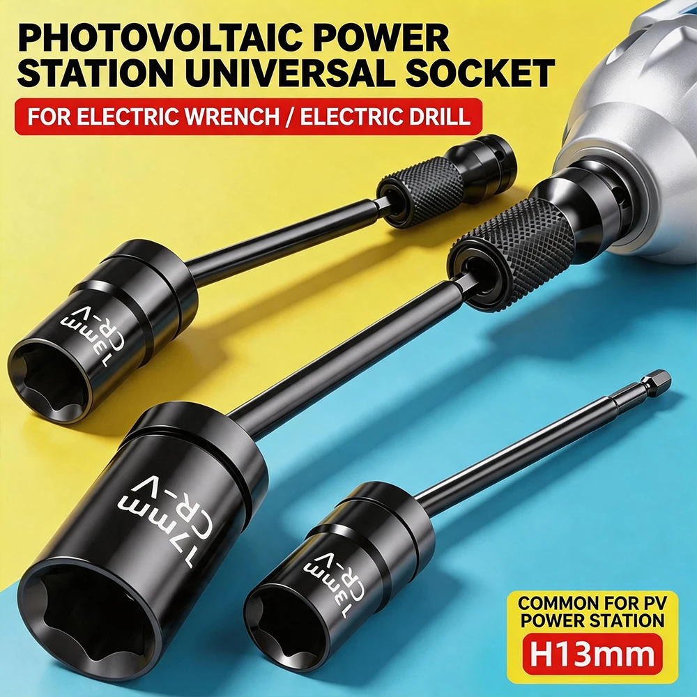 130mm CR-V Steel Electric Wrench Hex Socket 1/2 Drive Long Deep Socket Wrench Head 12-19mm