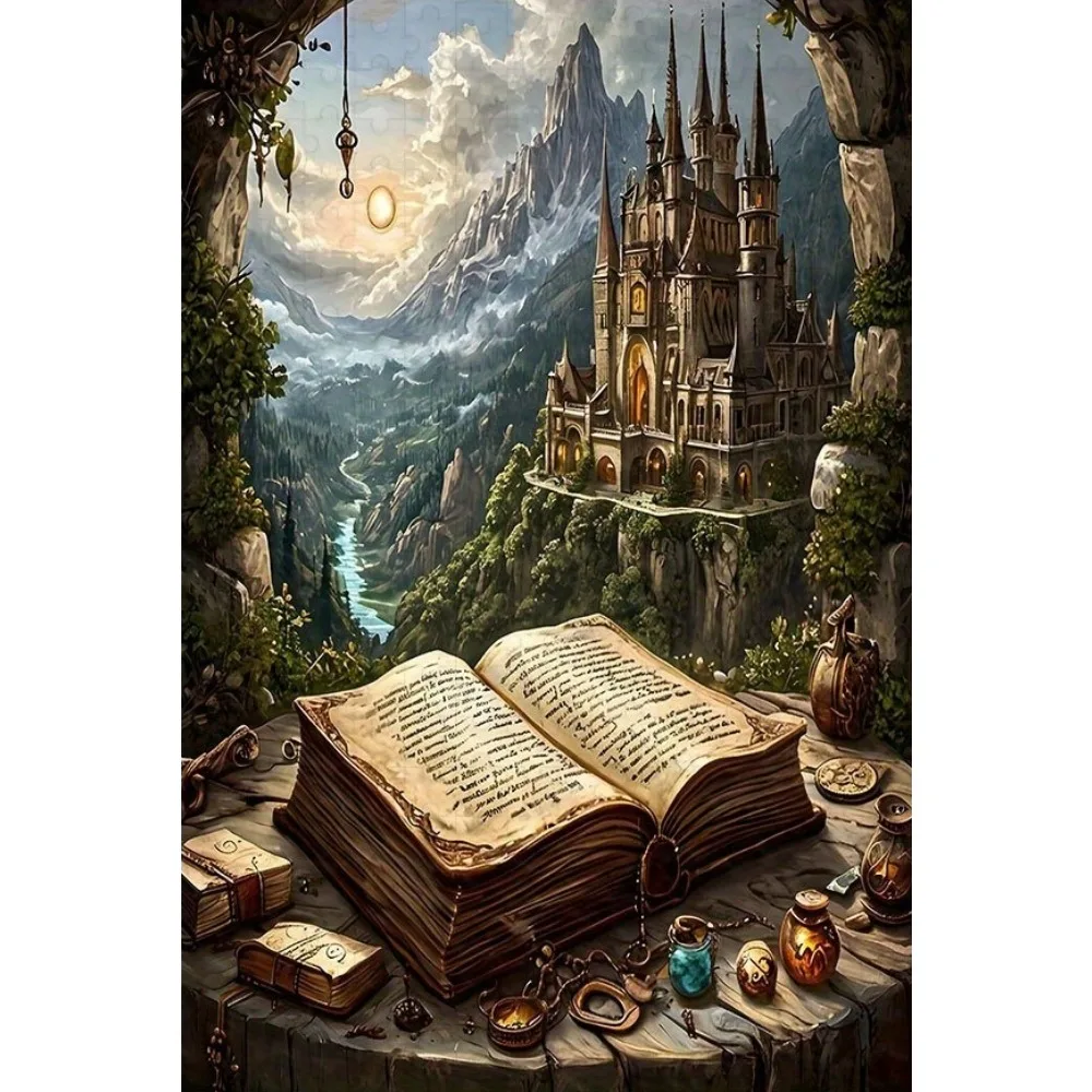 

500/1000/1200/2000PCS Puzzle for Adult Magic Books and Castles Jigsaw Both Challenging and Fun Home Decoration