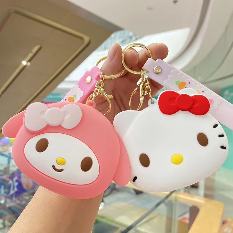 Sanrio Wallet Cute Cinnamoroll Kuromi Coin Purse My Melody Children Toys Silicone Purse Kawaii Pochacco Pompom Purin Wallets Toy