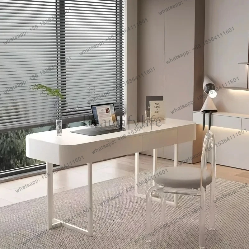cream wind solid wood desk dresser bedroom household small apartment computer modern simple light luxury desk