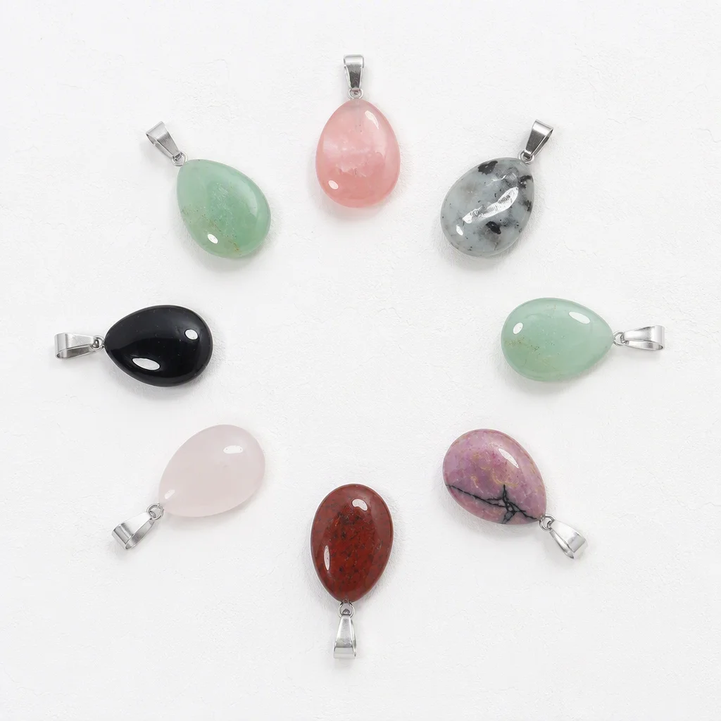 15Pcs Natural Crystal Teardrop Pendant Stone 13x18mm Healing Energy Reiki Charm for DIY Jewelry Making Gift Wholesale