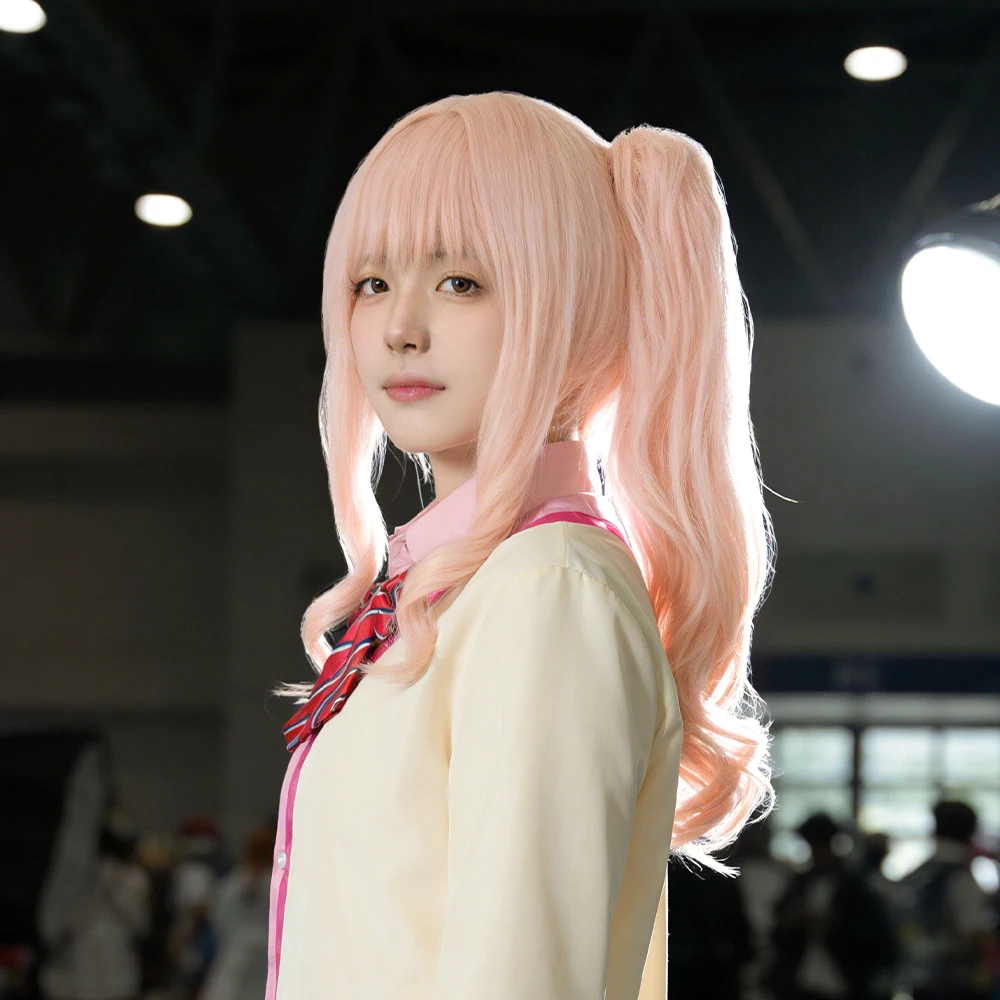 

Красочный парик для косплея Game Colorful Stage Akiyama Mizuki, розовый, длинные волосы, синтетический парик + шапочка для парика, парик для вечеринок и Хэллоуина