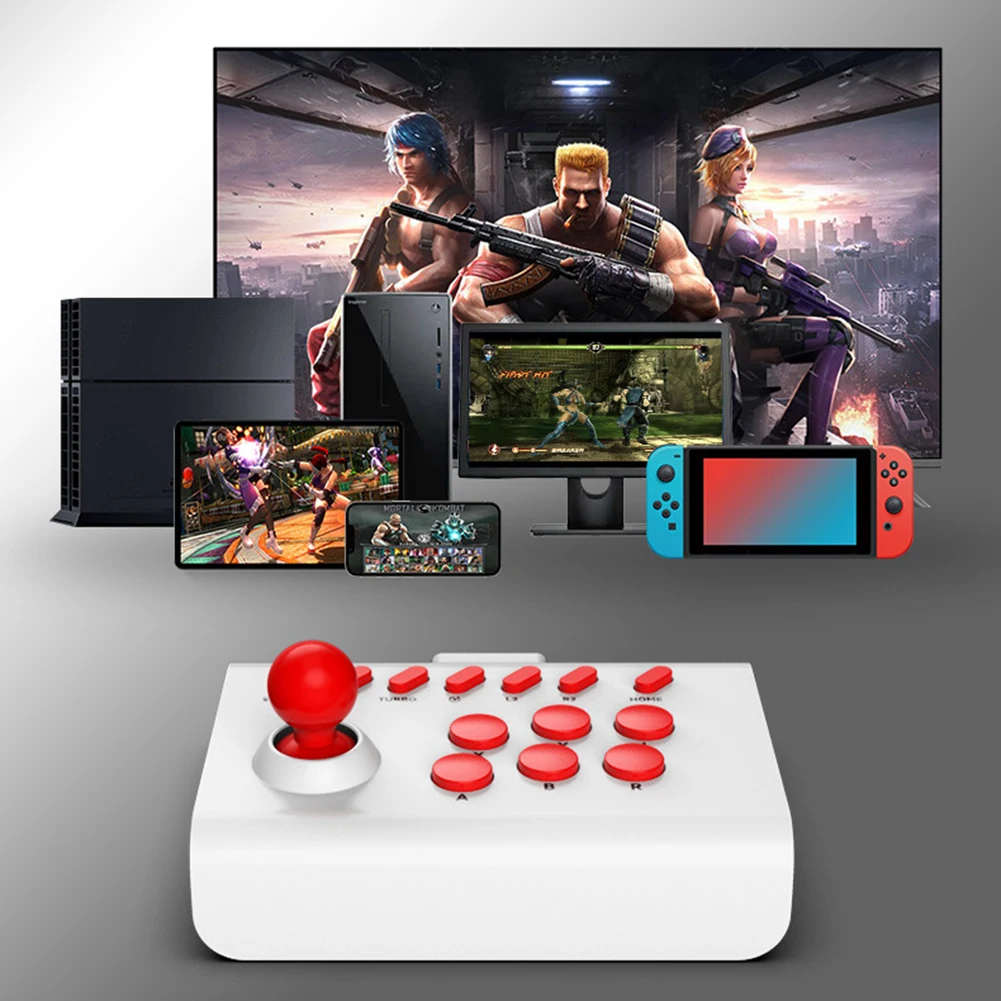 Potable Joystick 3 Connection Modes Arcade Stick Controller Sensitive Precise Support Turbo Serial Sending for Switch/PS4/PS3