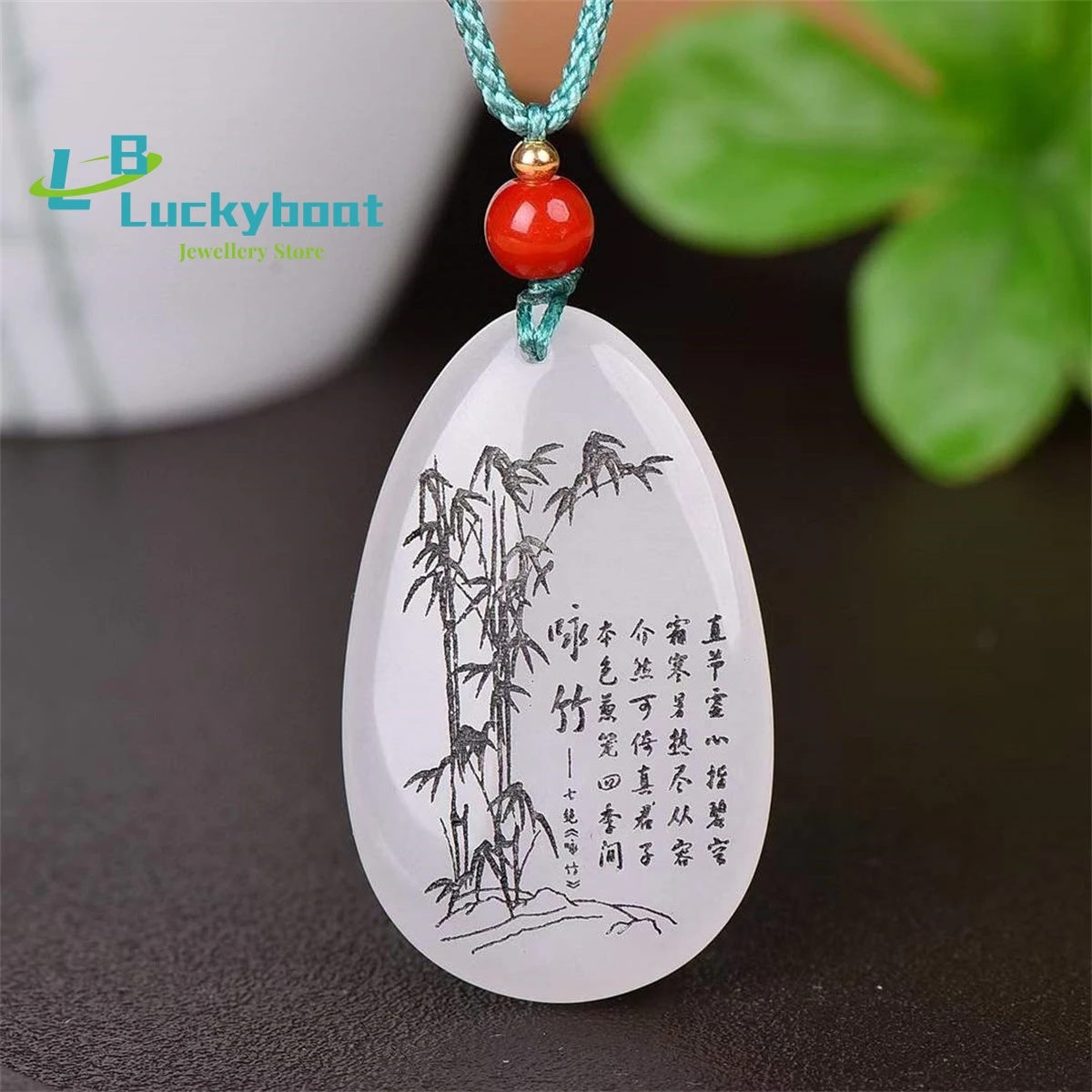 Natural Gold Silk Jade Step by  Rising Water Droplet Pendant Simple and Personalized Fashion Versatile for Men and Women