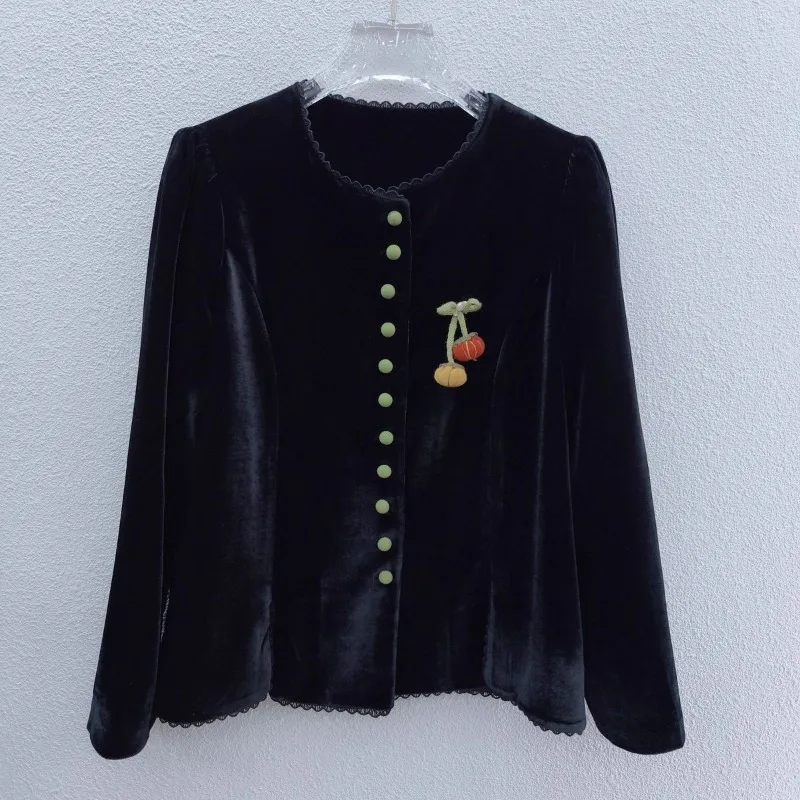 جديد خريف 2025 سترة نسائية على الطراز الوطني مخملية بأكمام طويلة سترة نسائية عصرية ضيقة ومتعددة الاستخدامات #2