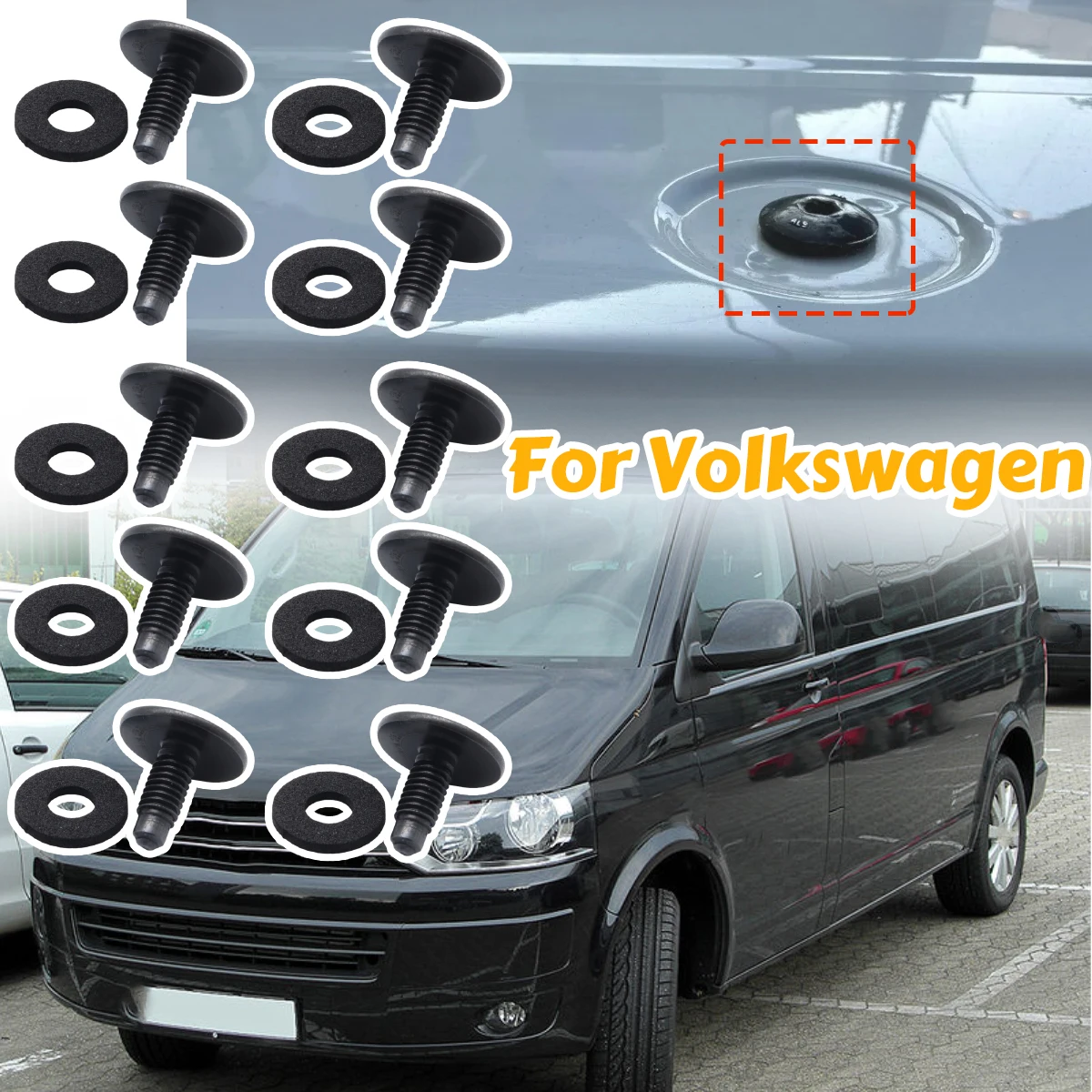 

10set M6 Roof Rack Holes Panel Blanking Screws Bolts Sealed for Volkswagen Transporter/Caravelle 7E 7F SF SG SH SJ Spare Parts