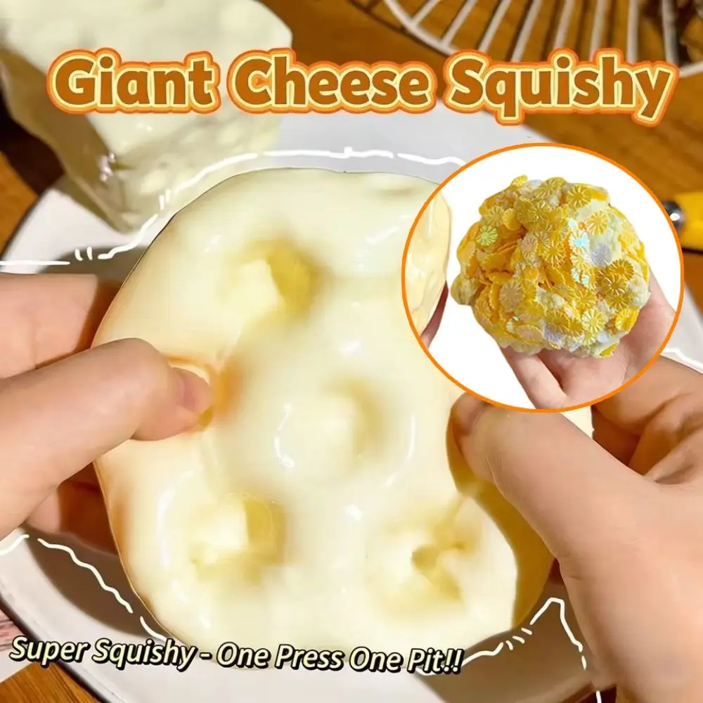 Crunchy Cheese Squeezed Cube 7cm Super Soft Crackling Cheese Pinch Comfortable Anxiety Relief TPR Fidget Toy Home Decoration
