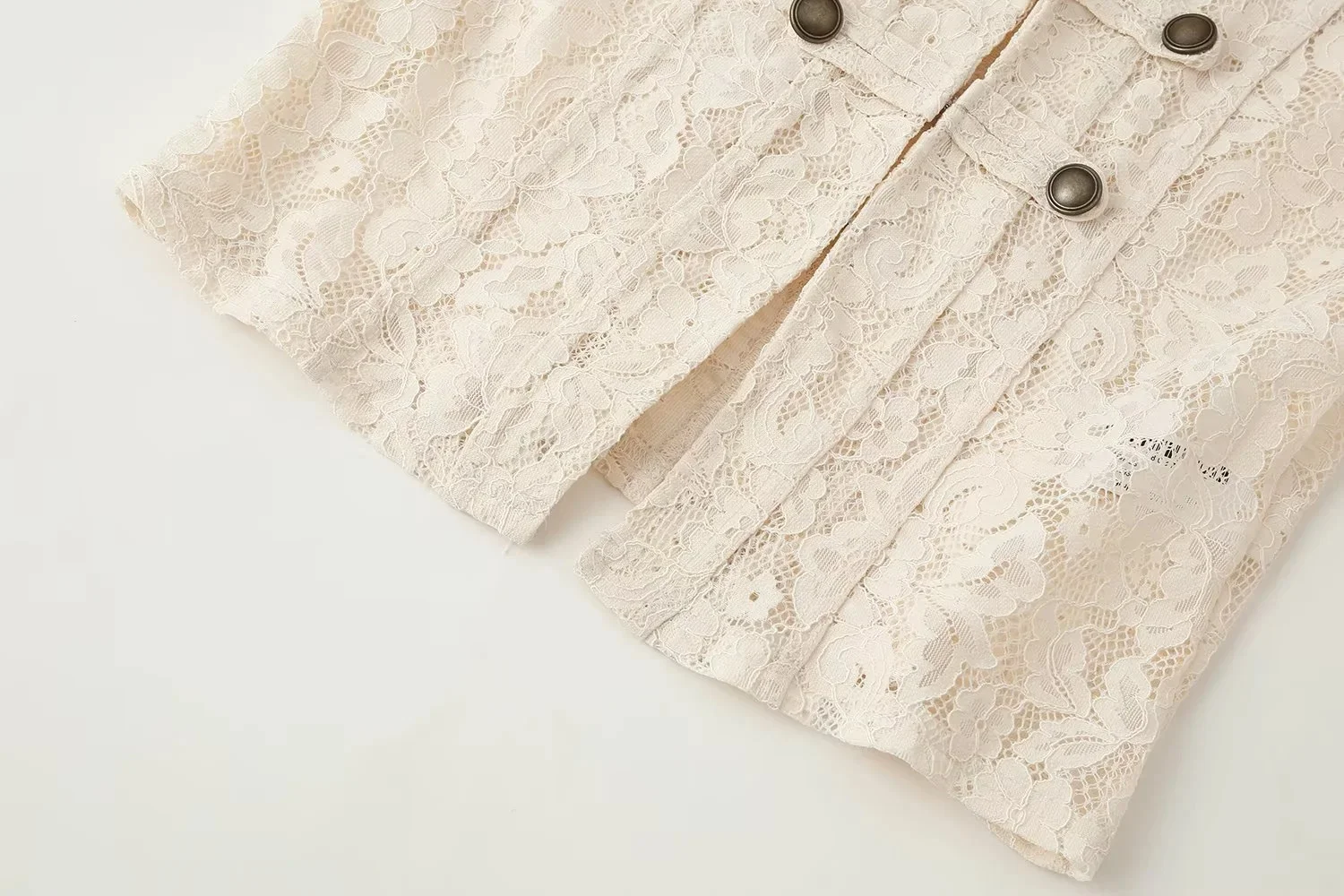 KONDALA High Street Chic Damen-Kleidanzug mit Spitzenmuster, Knotenknopf, Langarm-Oberteil, Trägerloses Kleid, Mode 2026 Sommer-Herbst-Anzug – Detail 8