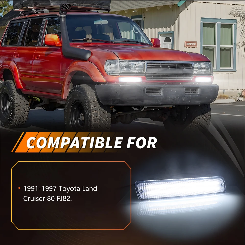 2 قطعة المصد الأمامي بدوره مصباح إشارة مصباح إيقاف السيارة DRL ضوء ث/LED ل 1991-1997 تويوتا لاند كروزر FJ80 1995-1997 لكزس LX450