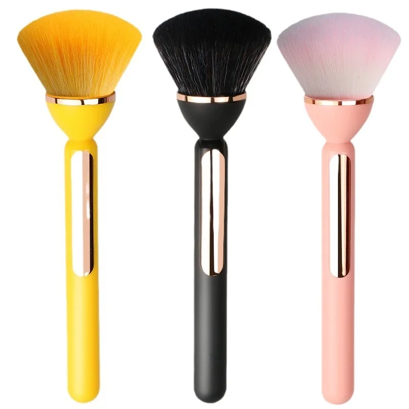 Large Coverage Mineral Powder Brush Soft Synthetic Fiber Face Flat Kabuki Pressed Powder Mineral Blush Brush