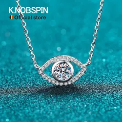 KNOBSPIN 5mm D Color Moissanite Necklace Lab Diamond GRA Certified Fine Jewelry 925 Sterling Silver Necklaces Wedding for Women