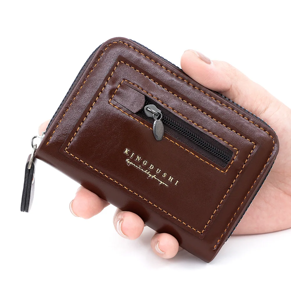 

Высококачественный простой короткий мужской кошелек-портмоне с новыми зажимами для карт, на молнии, большой вместимости, в стиле ретро, для мужчин