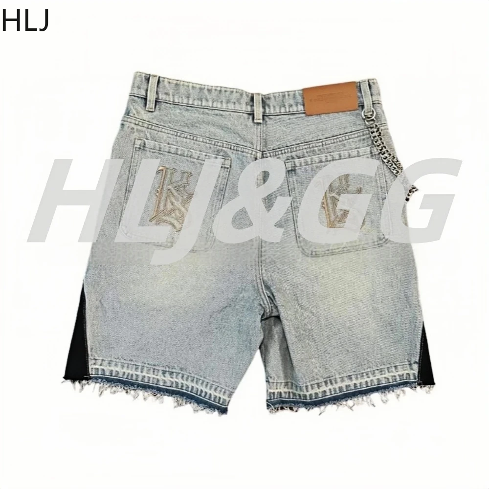 Hlj & gg moda y2k carta impressão denim shorts conjuntos de duas peças feminino com capuz manga longa colheita topo e shorts roupa feminina streetwear