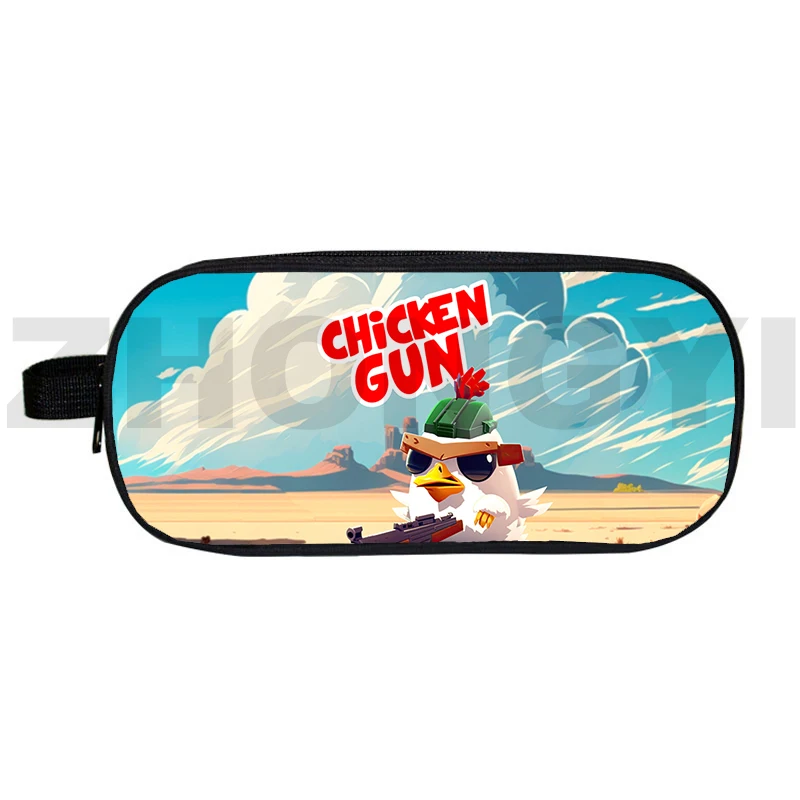 Cosplay Cartoon Chicken Gun 3D Pencil Case Travel Cosmetic Organizer Big Makeup Pouch Examination Dedicated Kids School Supplies