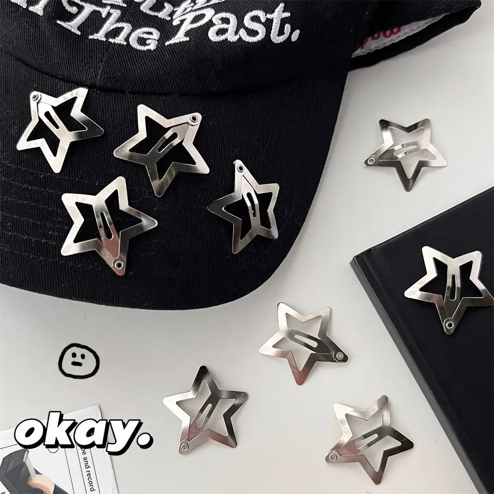 5-20pcs Y2K Sliver Metal Hair Clip Sweet Cute Star Hairpin Barrettes Korean Fashion Women Personality Headwear Hair Accessories