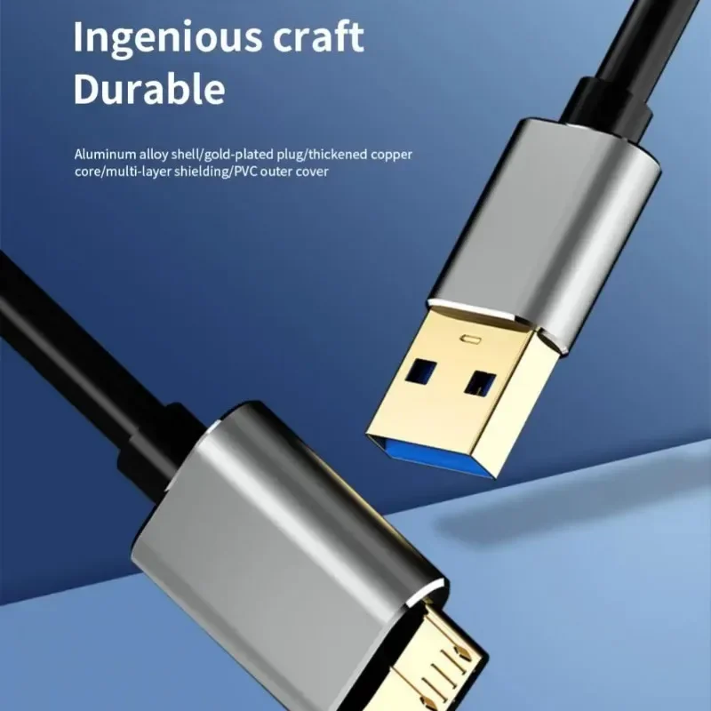 USB 3.0 Type A to Micro B Cable 5Gbps 2A Fast Data Sync Cord USB3.0 to Micro B Adapter External Hard Drive Disk Cable 1/2m