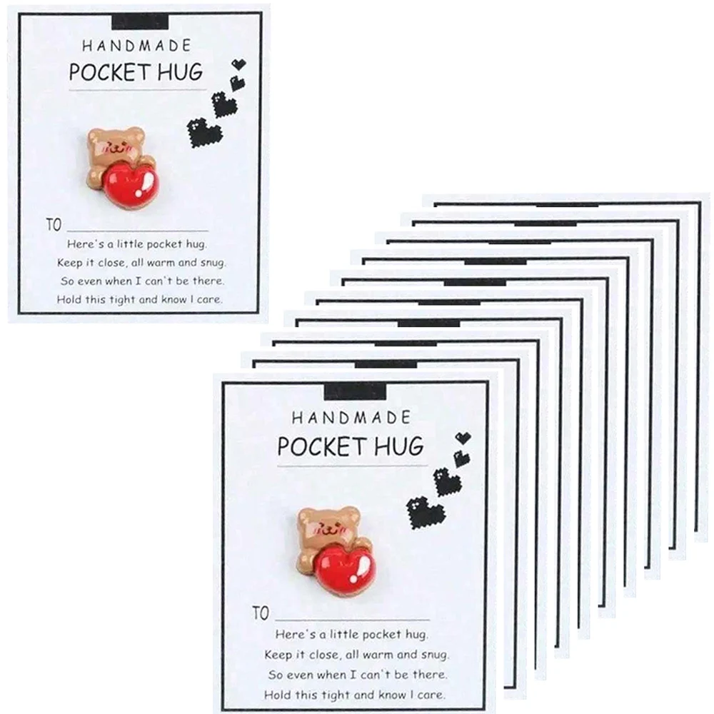 1/10 قطعة بطاقة عناق الجيب اليدوية مع الراتنج الحب الدب لعيد الحب الصداقة تشجيع وعطلة تحيات #3