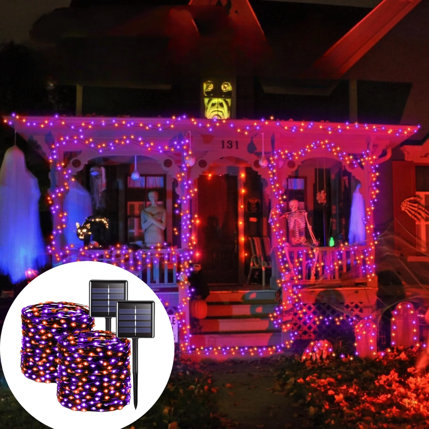 

Solar String Lights Orange And Purple Halloween Solar String Lights DIY Decoration for Halloween Parties For Garden Yard Party