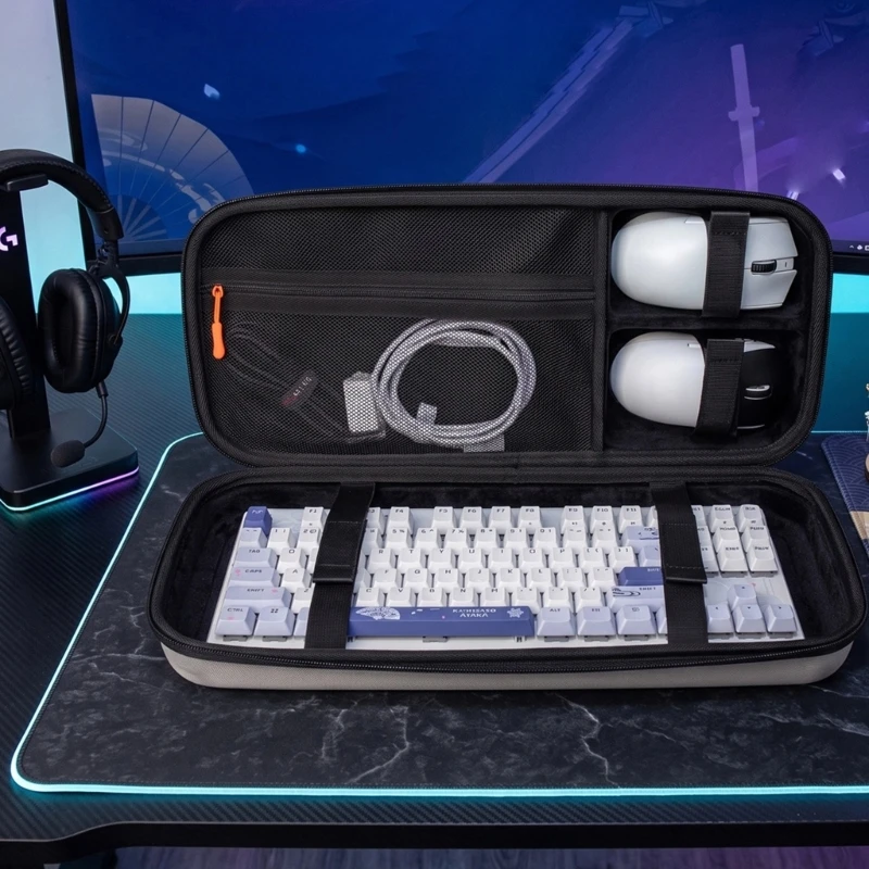 Hard Shell Keyboard Storage Case for 87 98 99 Layout Keyboards, Full Opening Travel Case for Business Travel Home Storage F19E