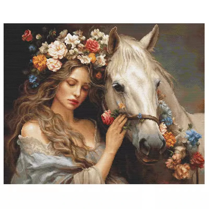 

Handmade The Woman and Horse Patterns Counted Cross Stitch 11CT 14CT 16CT 18CT DIY Cross Stitch Kits Embroidery Needlework Sets