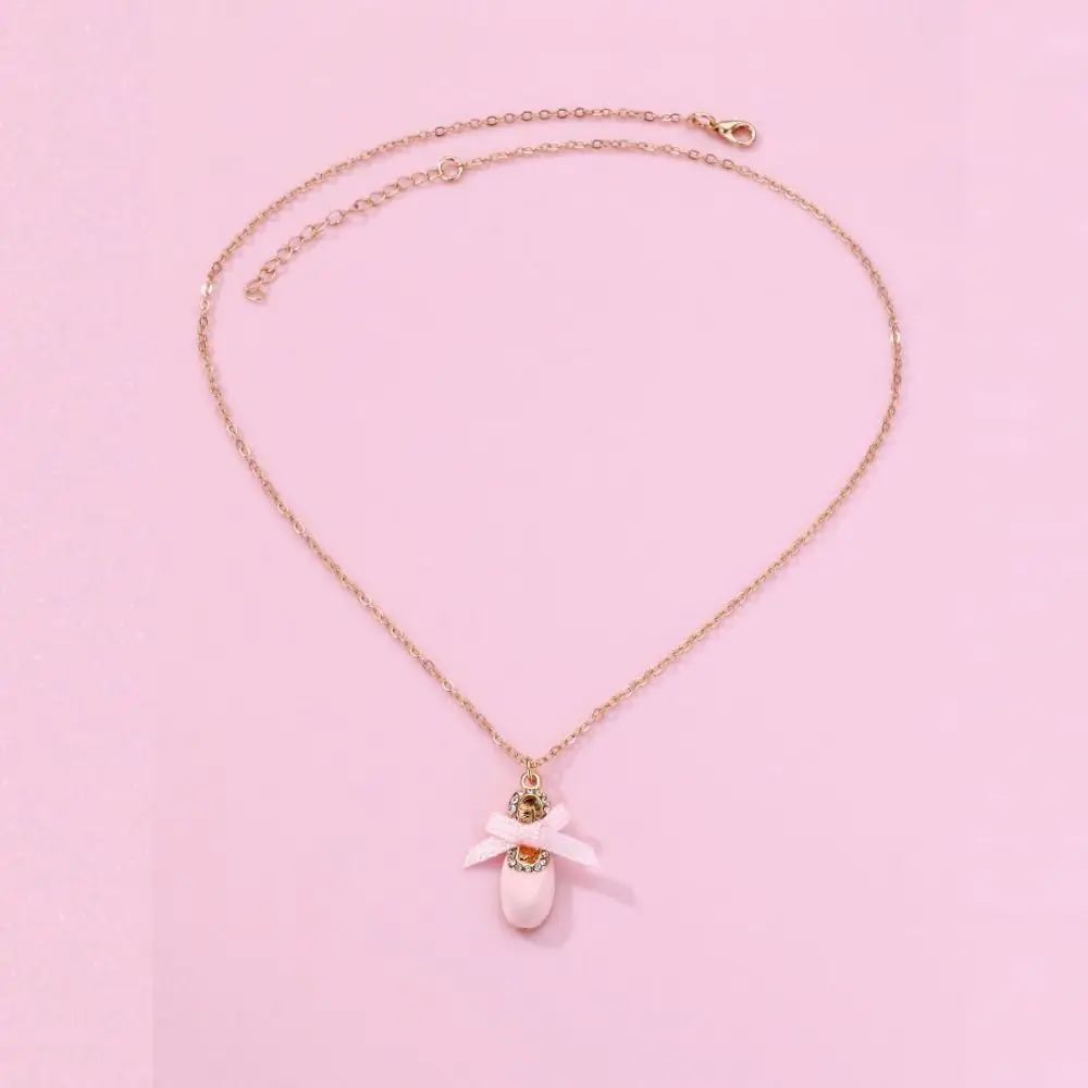 Crystal Cute Ballet Shoes Pendant Necklace for Kids Girls Friendship Adjustable Necklaces Best Friend Jewelry Gifts