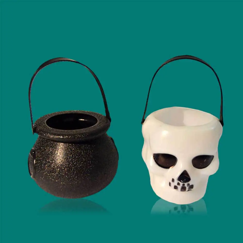 

6pcs 6X5.5Cm Skull Design Holder Trick Or Treat Pail Party Decoration Gift Halloween Bucket Halloween Candy Holder Trick Or
