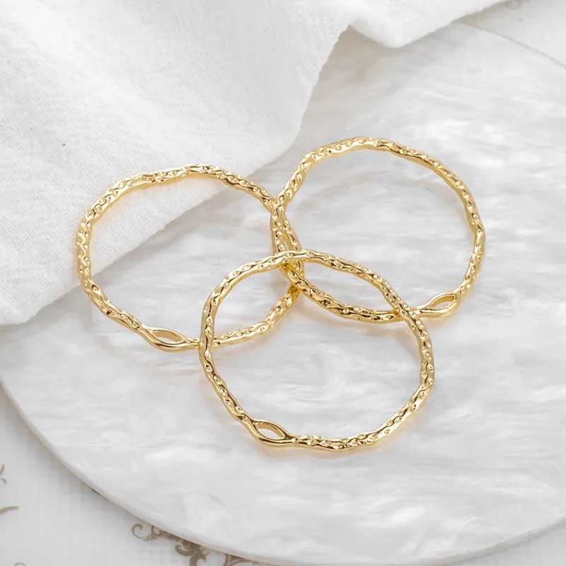 14K Gold Plated Cast Copper Vine Circle Pendant 30mm DIY Necklace Jewelry Charms Findings