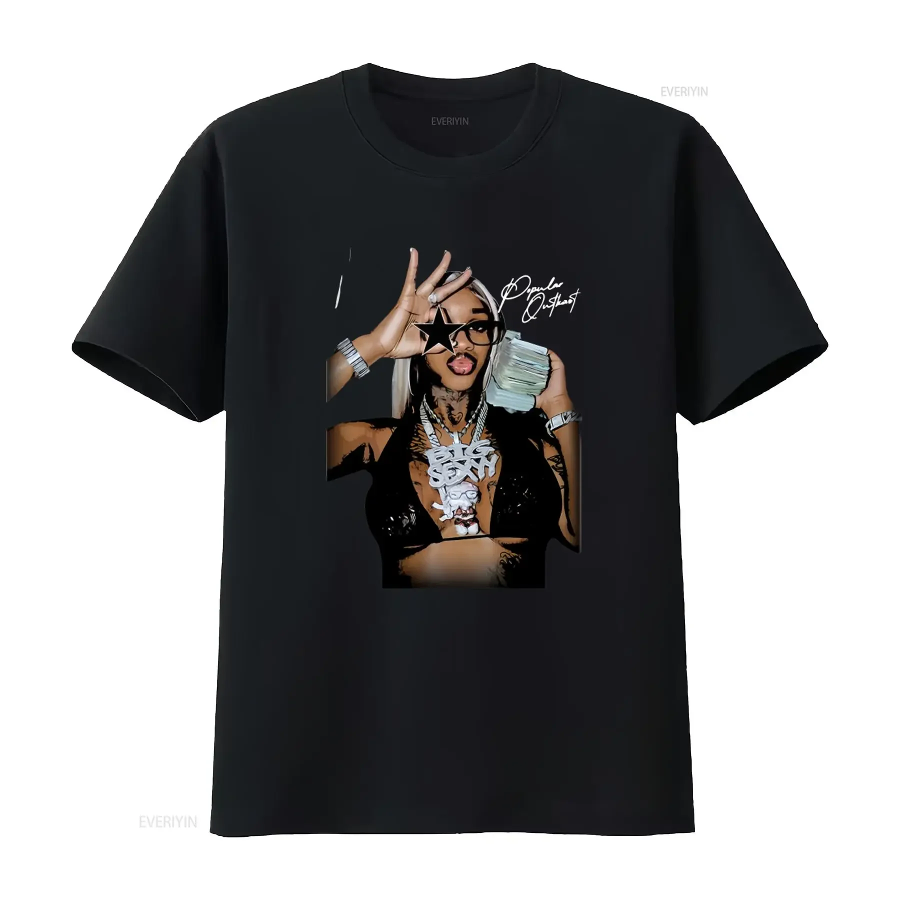 Sexy Redd Ghetto Superstar Fashionable Hip Hop Style T Shirt with Trendy Print for American Market vintage Washed homme