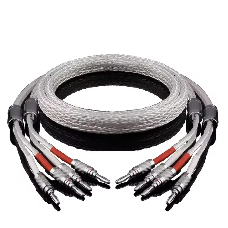 

8AG HIFI Speaker Cable Silver Plated OCC Banana Male to Male Audio Cable