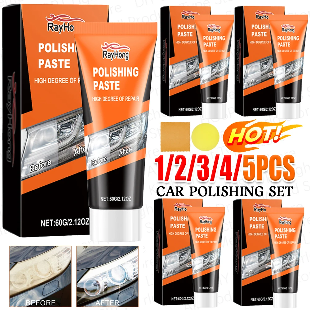 Car Headlights Restoration Kit Polishing Paste Kit with Sponge Towel Scratch Remover Lens Polisher Light Auto Headlamps Wax Sand