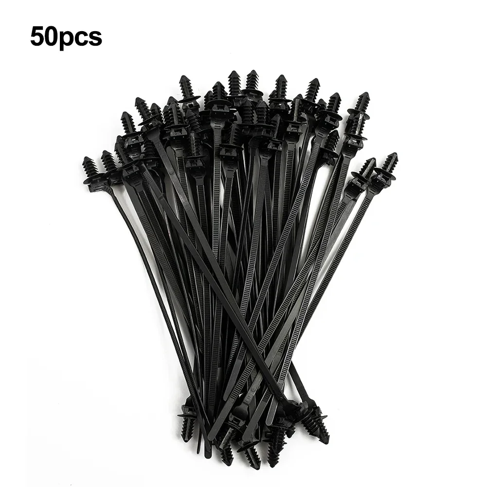 50x Nylon Push Clips Wire Tie Released Zip Straps Car Pipe Cable Fastener Bundle Cable Tie Bundled Wire Band Strap Clip