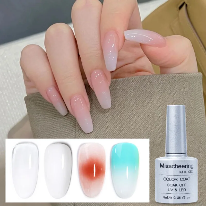 

8ML Protein Glue Gradient Manicure Clear Milky White Polish Marble Nail Art Gel Lacquer Smoke Halo Dye Ink Solution Nail Varnish