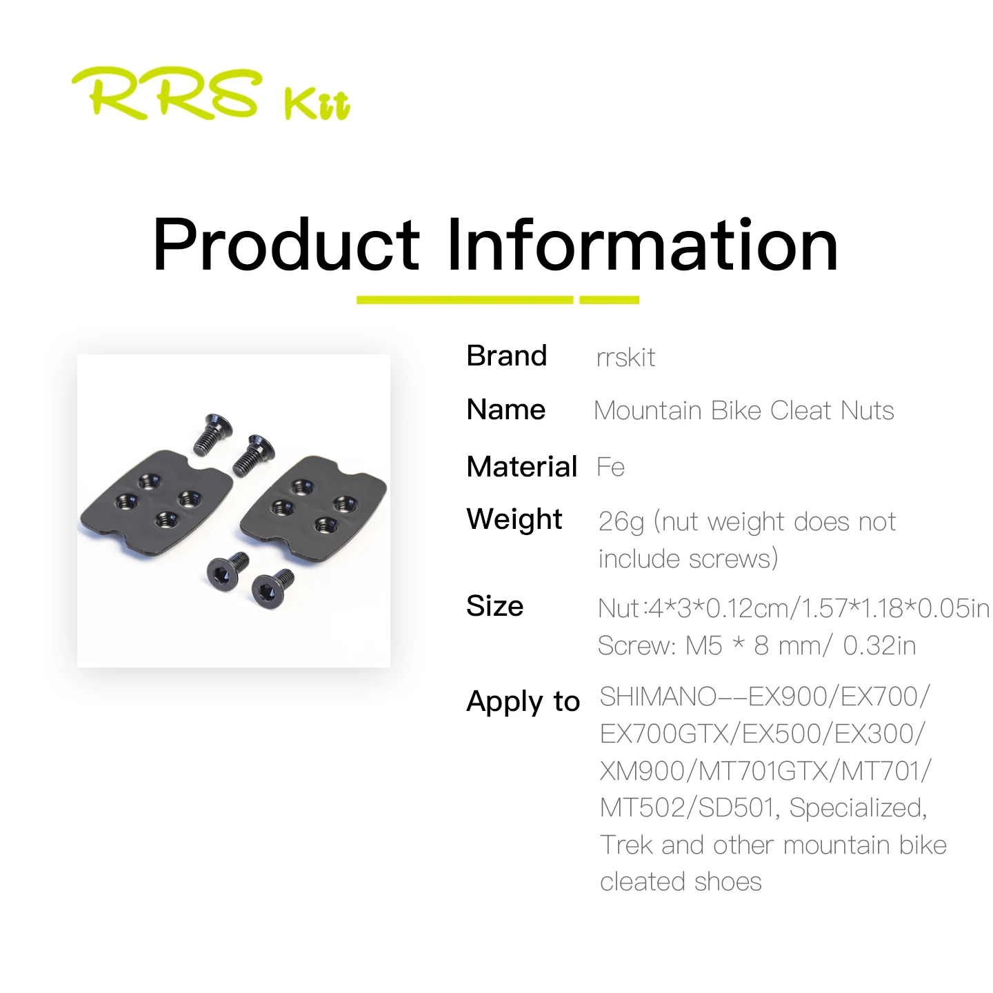 RRSkit Mountain Bike Self-Locking Cleat Nuts For Shimano Specialized Trek and other MTB Cycling Shoes view 3