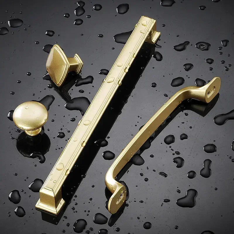 American-style Aluminum Alloy Golden Cabinet Handles Drawers Door Handles Kitchen Hardware Accessories