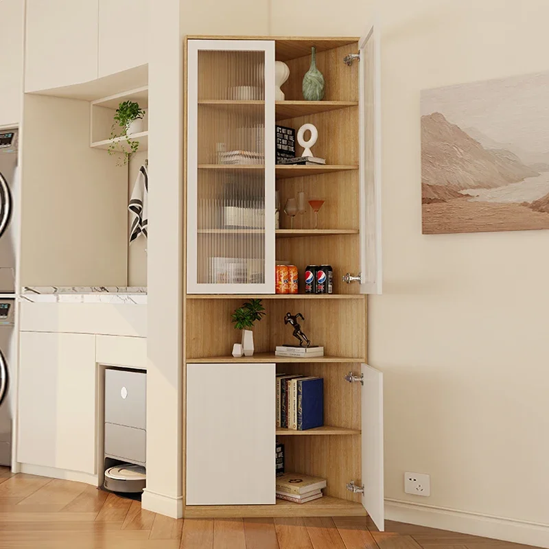 Light luxury corner cabinet, living room against the wall corner rack, floor-to-ceiling wine cabinet with door, modern