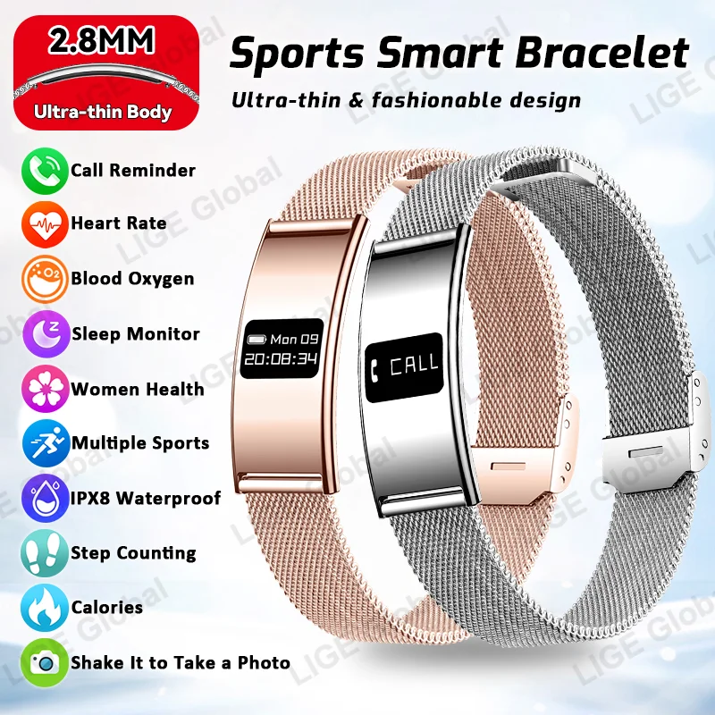 

LIGE Ultra-thin Fashion Smart Bracelet Pedometer Health Women Men Sports Waterproof Watch Heart Rate Sleep Monitor Wristbands
