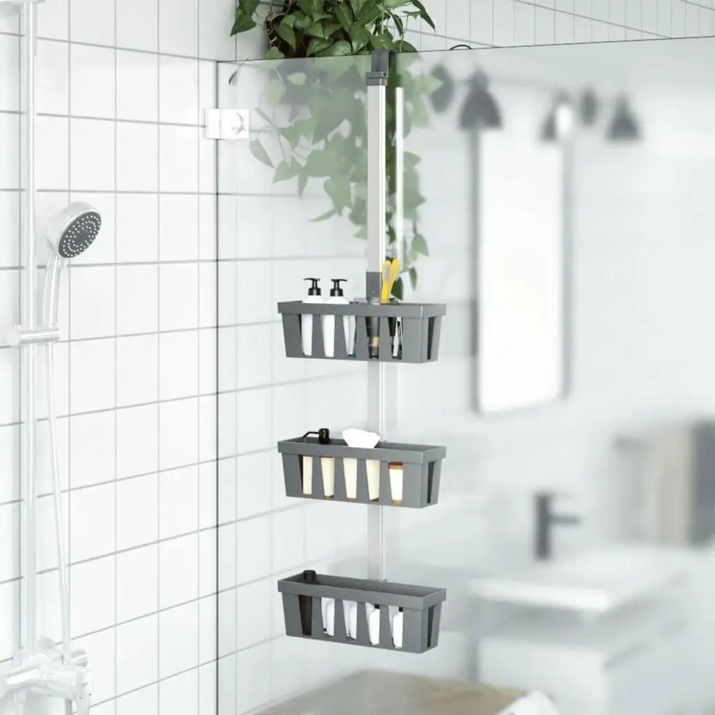 Adjustable Aluminium Shower Hanger Shelf 30x15 cm, Space-Saving Organizer (67-105 cm)