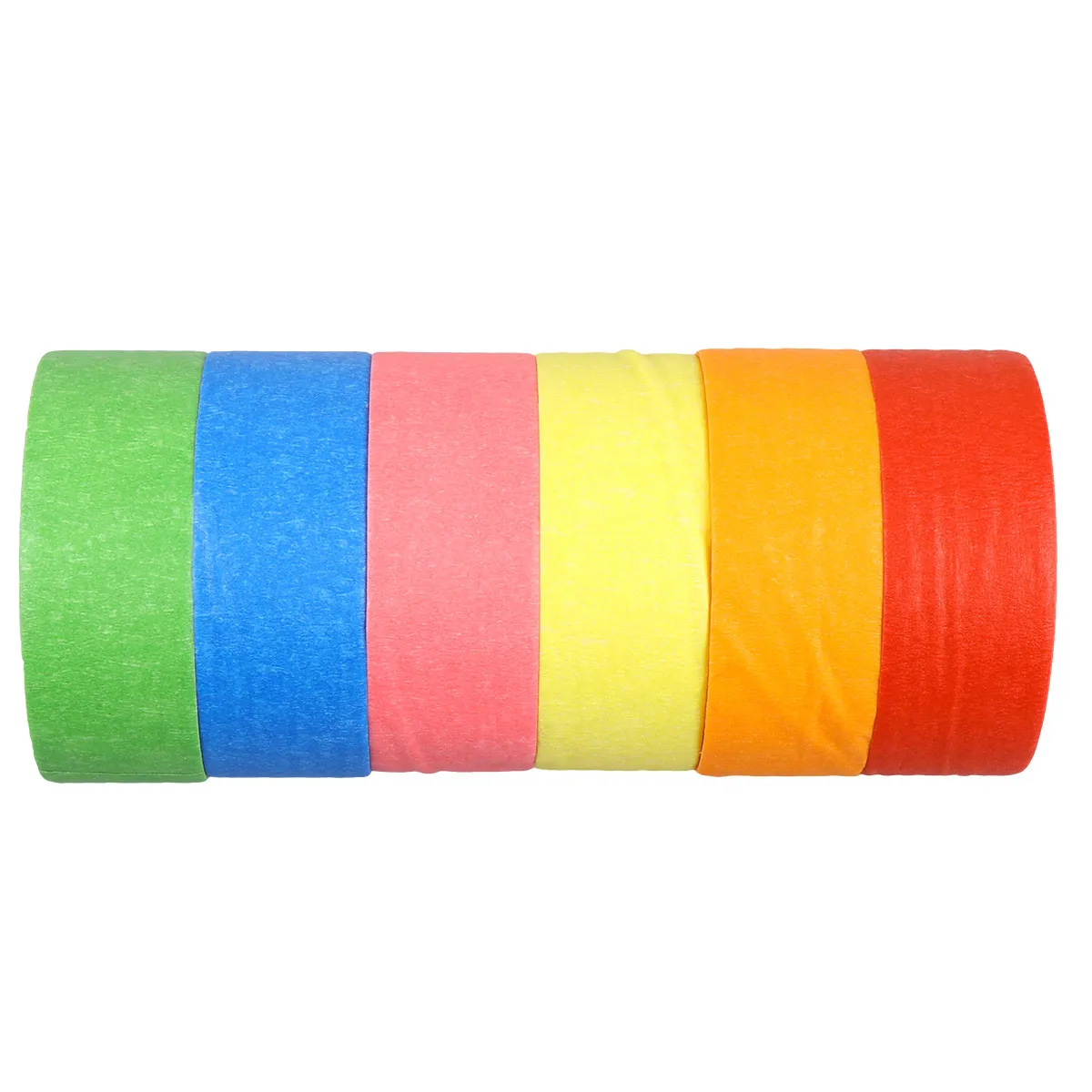 6Pcs Paper Masking Tape Set For Masking Tape For Crafts Student Vibrant Color Pack 24MM 12M Roll Red Orange