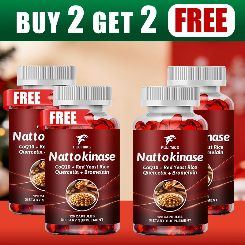 ¡Compra 2 y Lleva 2 Gratis! Suplemento de Nattoquinasa, Fuente Tradicional de Extracto de Natto, Enzima de Máxima Potencia y Apoyo para la Salud del Corazón