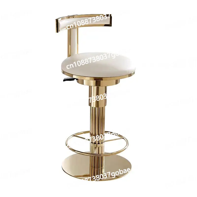 

Light luxury stainless steel coffee shop front desk high chair lifting rotating home island bar chair