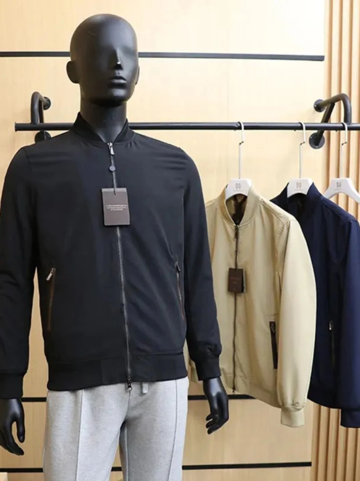 

Italian High-End Men's Casual Waterproof Baseball Collar Jaet Faion Urban Sle Long Sve Stand Fit Autumn Wear