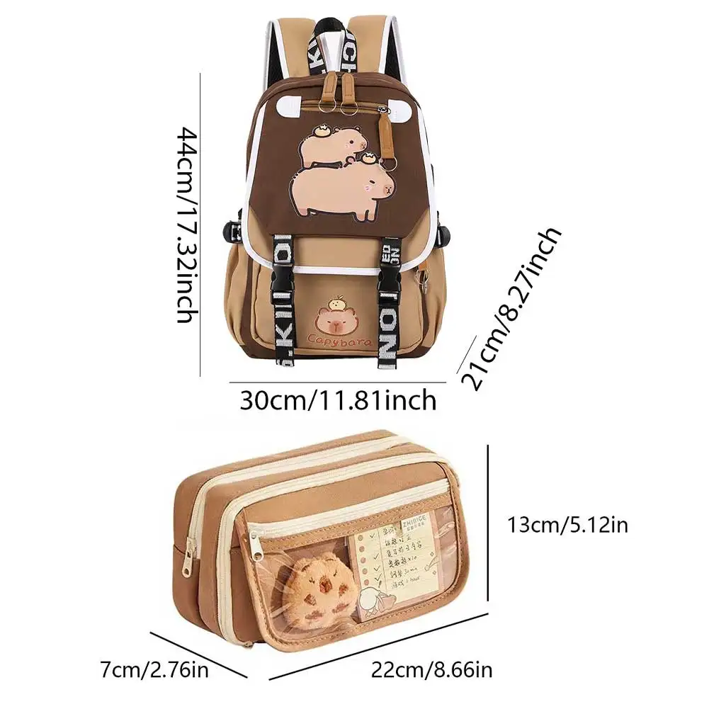 Mochila escolar Capybara Kawaii con estuche para lápices, mochila elegante con correa ajustable, mochila Adorable para compras, mochila de trabajo para adolescentes