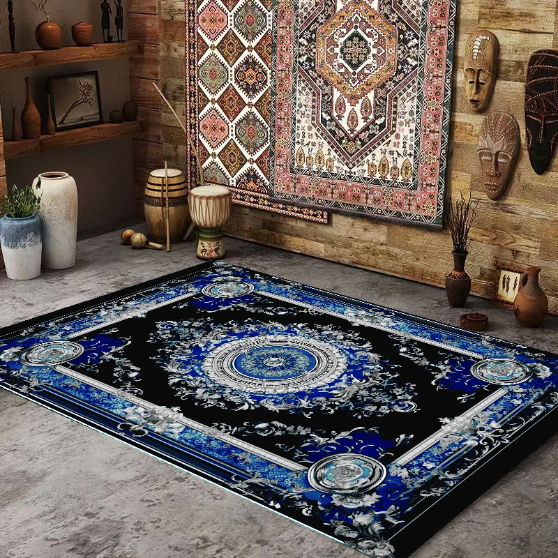 

Bohemian Carpets for Living Room Blue Decoration Home Large Area Rugs Bedroom Decorative Persian Lounge Rug Non-slip Floor Mat