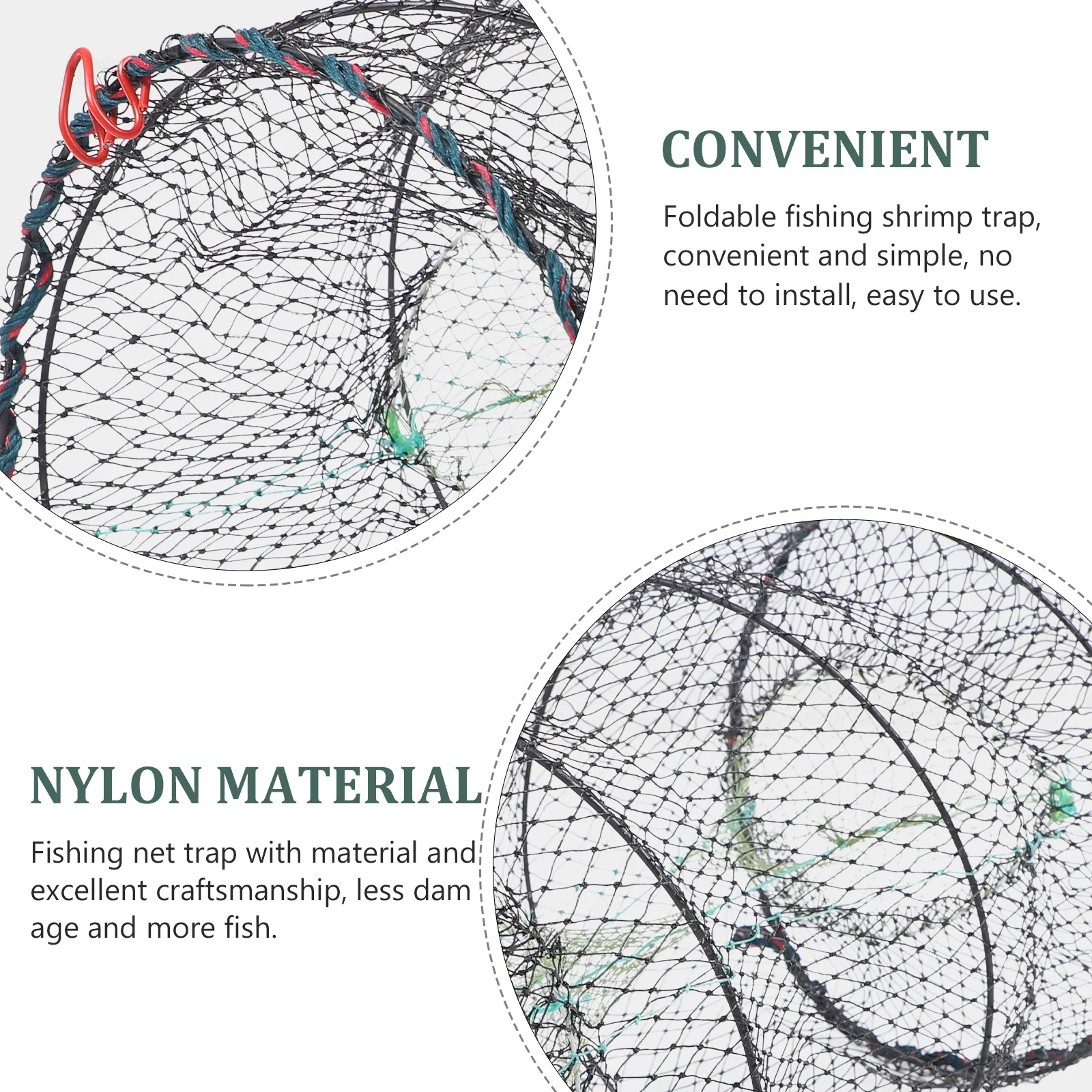 

1Pcs Foldable Shrimp Trap Net Easy Use Fishing Cage Crab Lobster Fish Automatic Open Portable Mesh Trap Foldable Bait Cast