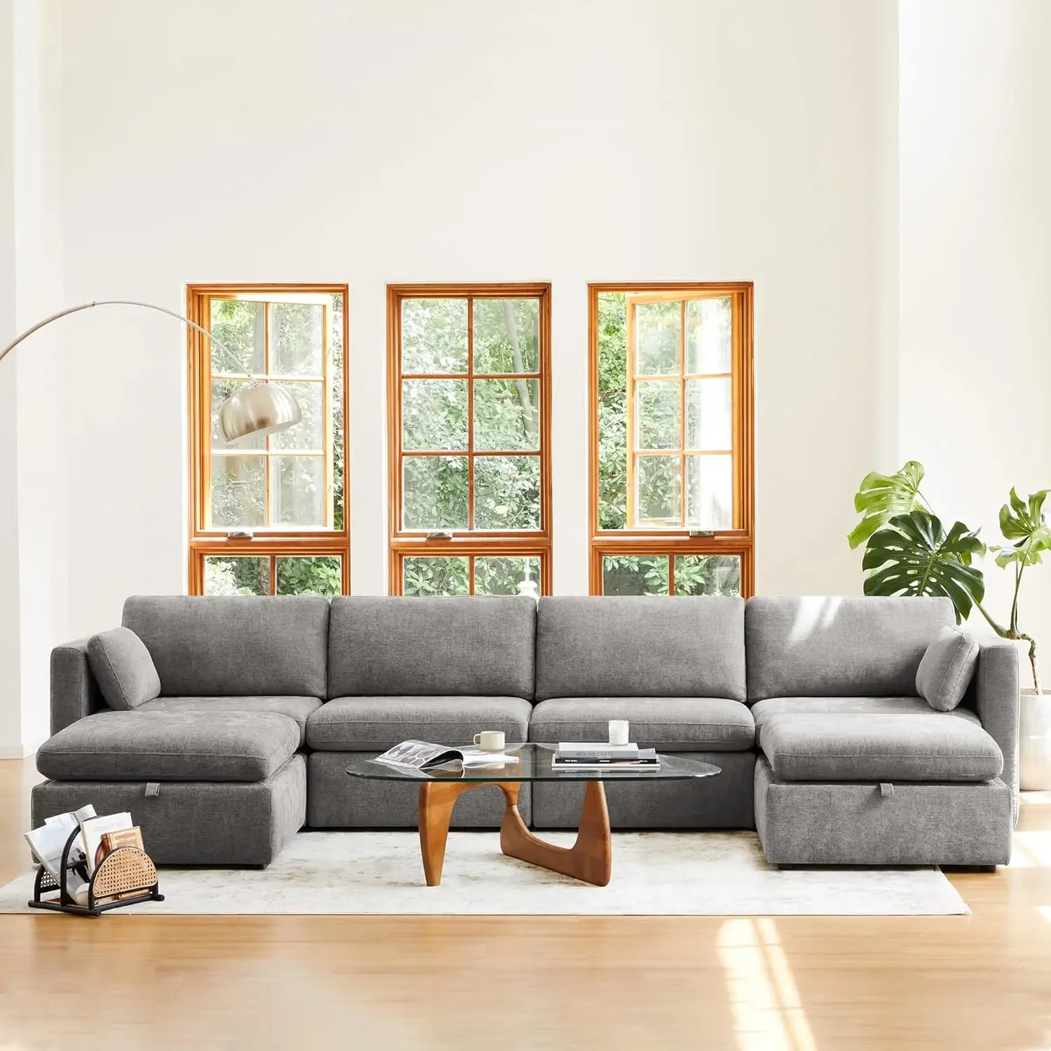 Oversized Modular Cloud Sectional Sofa Set, FSC Certified Couch with Reversible Chaise Modular Sectional Couch