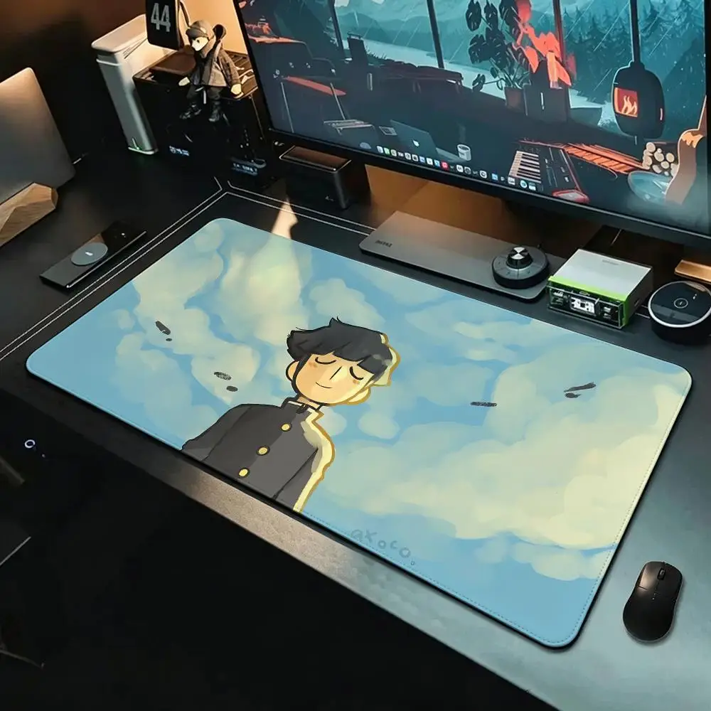 anime Mob Psycho 100 Mouse Pad MousePad Stitched Edge Waterproof Desk Mat Anti‑Slip Rubber Base for PC Laptop Gaming Office