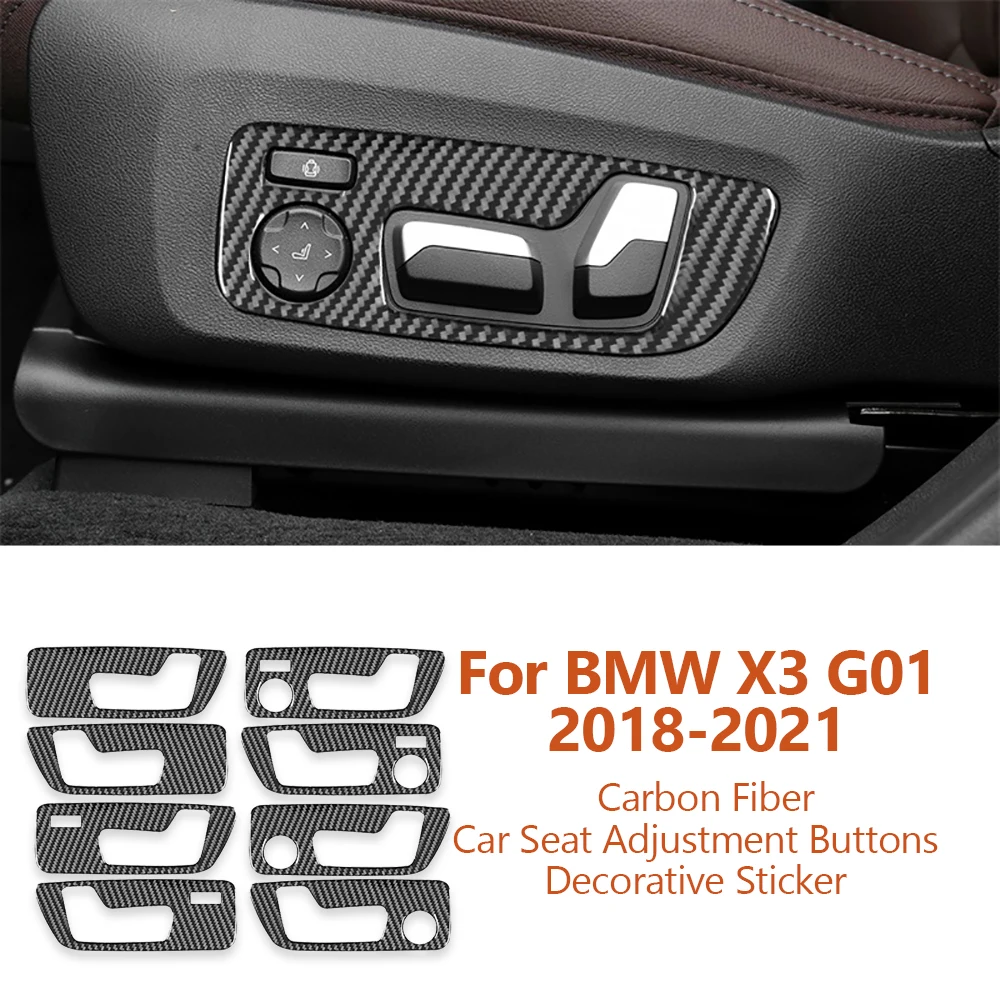 

For BMW X3 X4 G01 G02 G08 2018-2021 Car-style Carbon Fiber Car Seat Adjustment Button Decorative Stickers Inter Auto Accessories