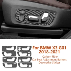 For BMW X3 X4 G01 G02 G08 2018-2021 Car-style Carbon Fiber Car Seat Adjustment Button Decorative Stickers Inter Auto Accessories