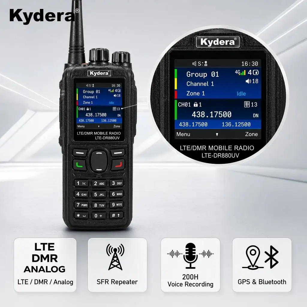 For 4G LTE DMR Two Way Radio Android UHF VHF Walkie LTE-DR880UV Dispatching System Supports Real PTT GXIN WiFi/GPS Cell Phone