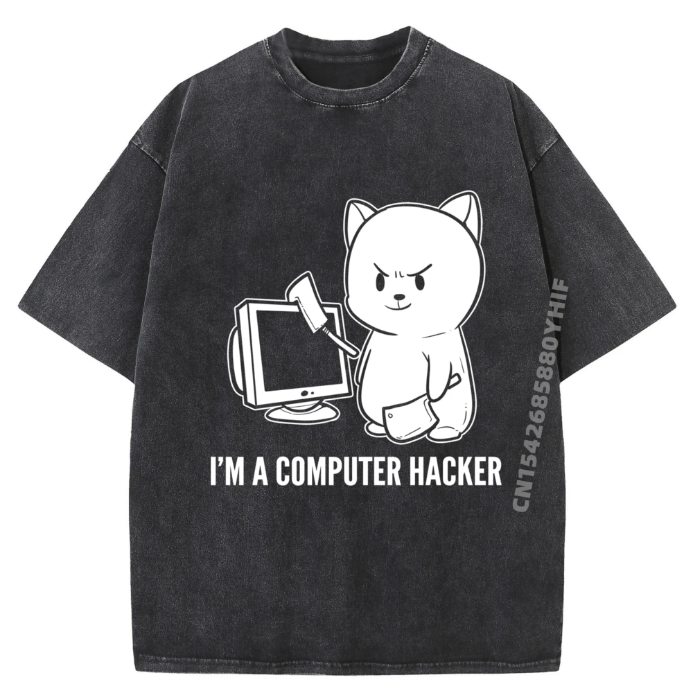

Computer Hacker Computer Geek Luxury Clothing Summer Men's Clothing Printed Washed Vintage T Shirt Funny Graphic Tee